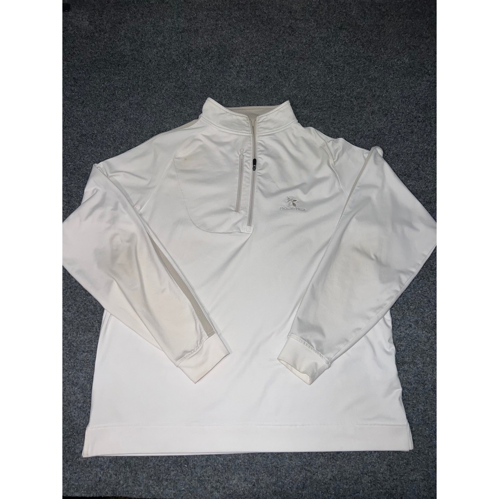 FootJoy Mens Hickory Hills Quarter Zip Pullover White Large Nylon Spandex
